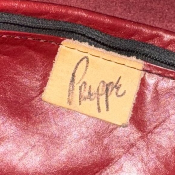 VintageP Pappe  Burgundy Leather Tote Bag With Dual Handles & Zipper Pocket - Picture 3 of 4